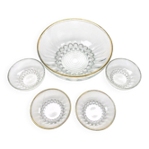Fruit salad service in molded glass and gilt decoration with balls, 1950