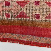 Tapis kilim ancien tons rouges et gris, motifs géométriques turcs,99x343 Cm