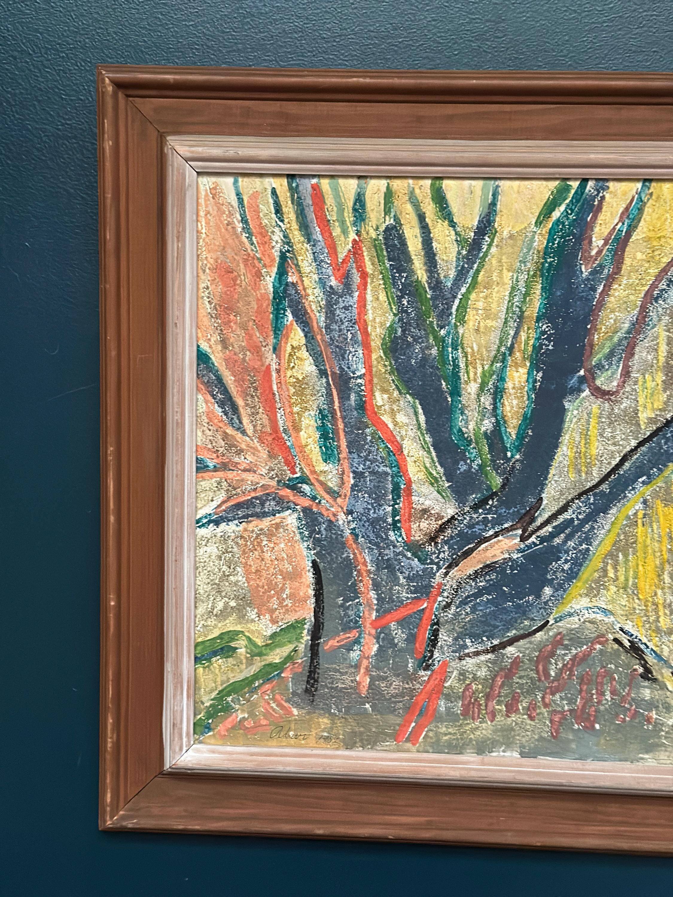 Original Swedish Oil on Panel – “Trees (Abstract Composition)” by Alam