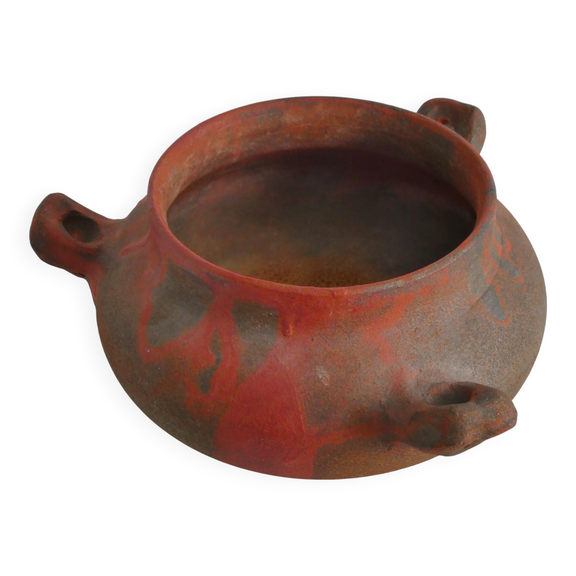 Studio Pottery Three-Handled Earthenware Ceramic Vessel