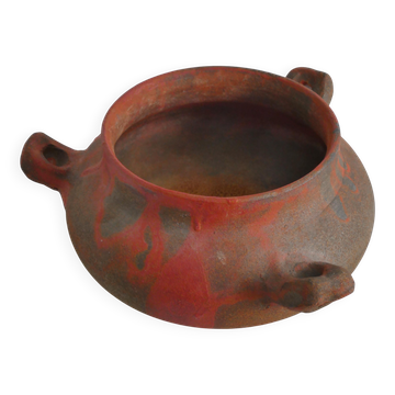 Vase en céramique en terre cuite à trois anses de poterie de studio