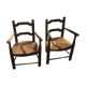 Paire de fauteuils paillées campagnards
