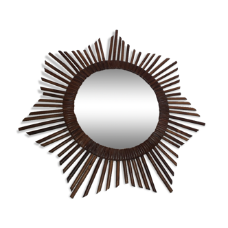 Rattan sun mirror 50x50cm