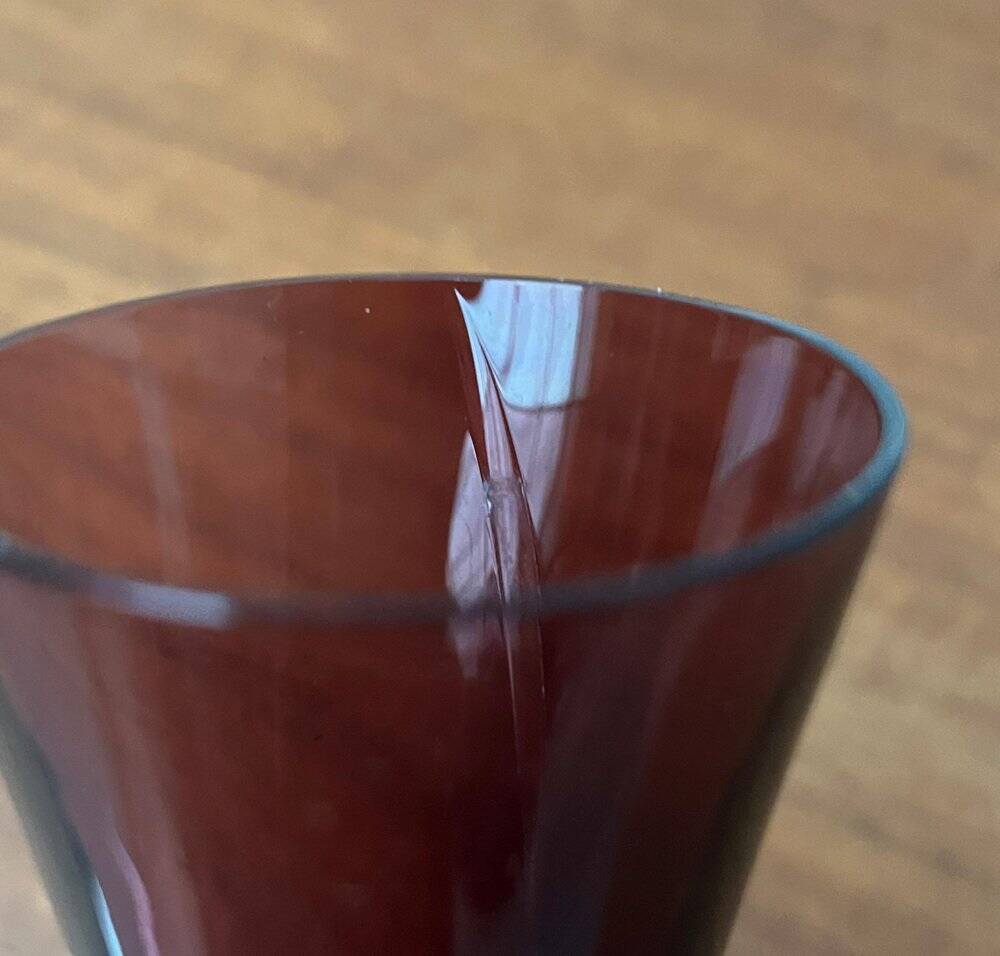 German mid-century diabolo glass vase from the 1960s.