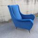 Fauteuil en velours bleu, années 1950