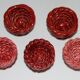 Set of 7 eggcups by Louis Bacculini, Vallauris, with 2 cups of salt, 6 saucers