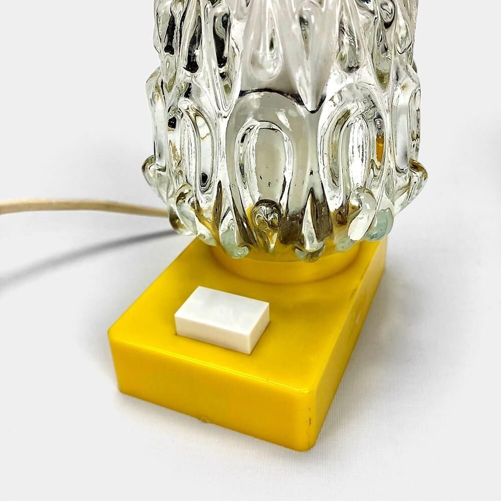 Pair of bedside lamps moulded glass and plastic from the sixties