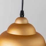 Vintage Yellow-Gold Aluminum Ceiling Lamp, 1980s Memphis-Postmodern Beehive Pendant with Striped Cable