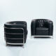 Zanotta onda black leather lounge chair, Italy 1980s