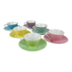 6 pastel mid-century porcelain espresso cups, Daisy, Lilies, Austria, 1950s