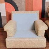 2 minimalist beige armchairs, 1970