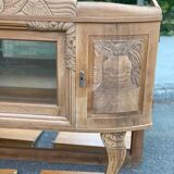 Vitrine vaisselier vintage en bois massif art déco 1940