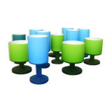 12 verres vintage multicolore
