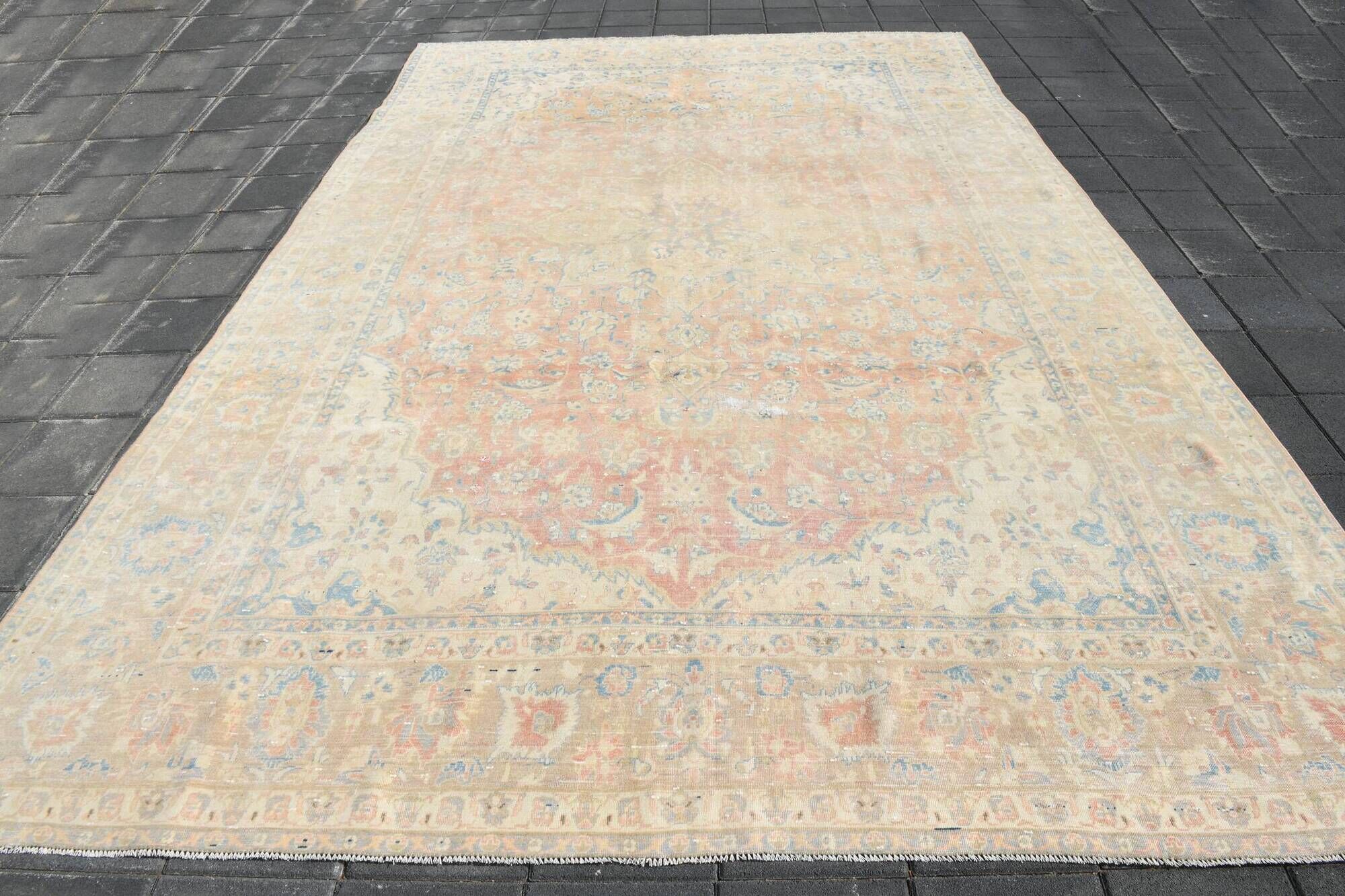 Shades Of Pink Large Vintage Persian Carpet, Hand Knotted Rug, 282x426 Cm