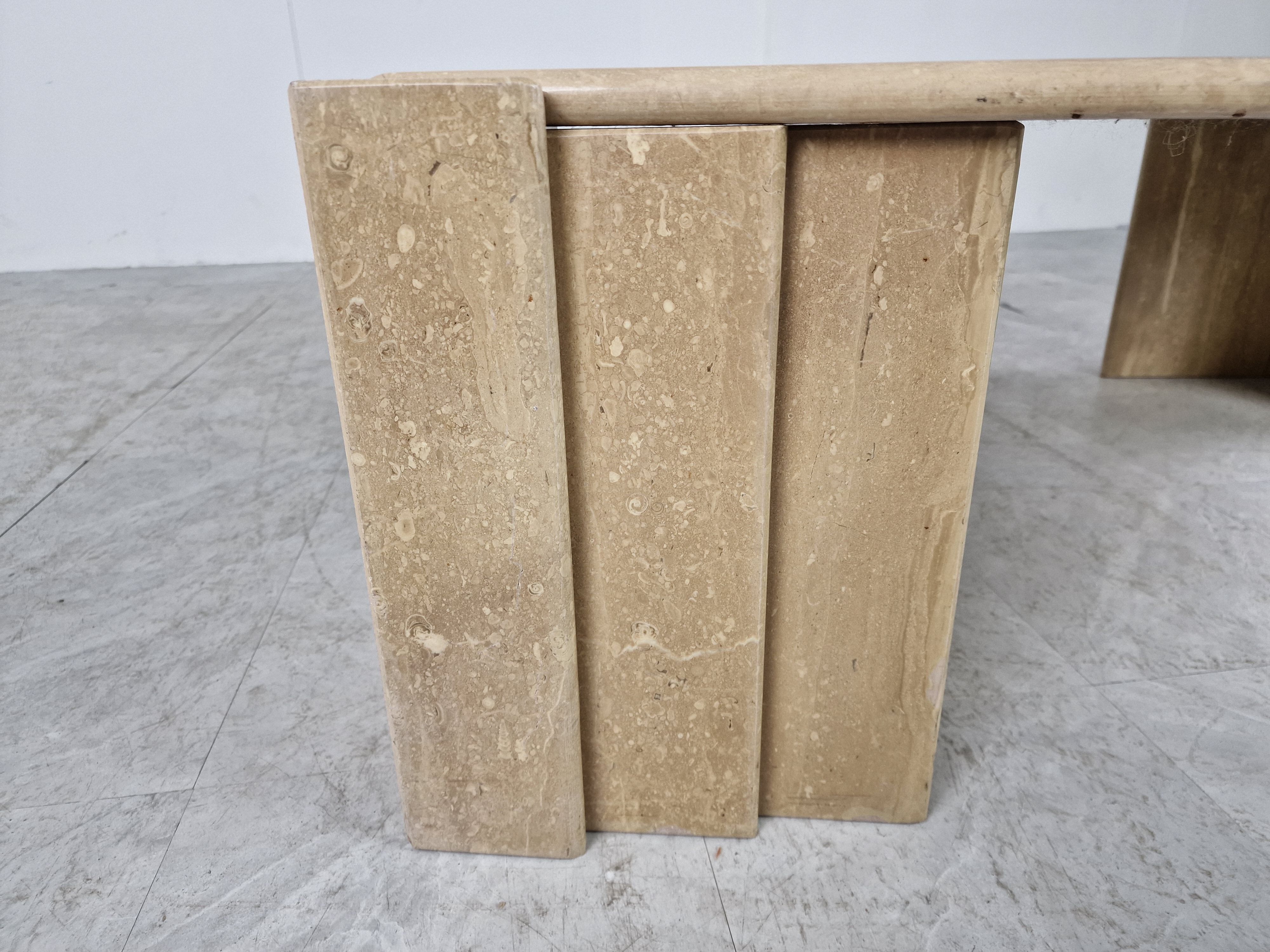 Vintage travertine coffee table, 1970s