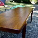 Vintage revtangular coffee table in solid teak by john boné denmark 1960s