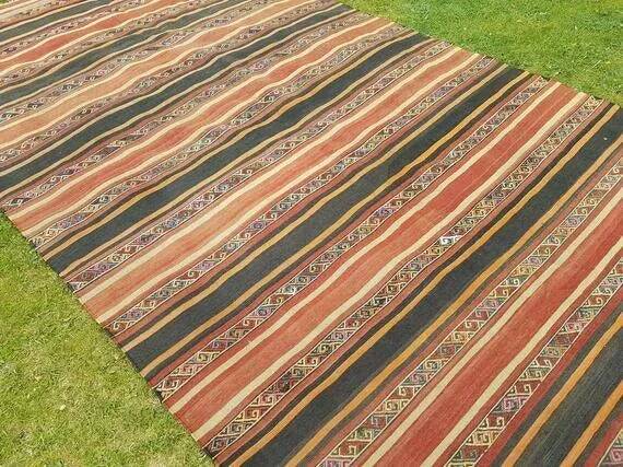 Vintage Turkish kilim handwoven 174x334 cm