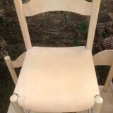 Original white lace-up vintage chairs (series of 8) stamp manufacturer L E 1995