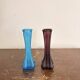Antique Pair of Art Nouveau Frosted Glass Soliflore Vases in Blue and Purple