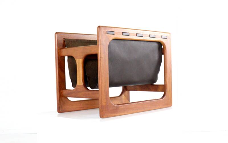 Salin mobler magazine rack - danish design leather + teak
