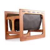 Salin mobler magazine rack - danish design leather + teak
