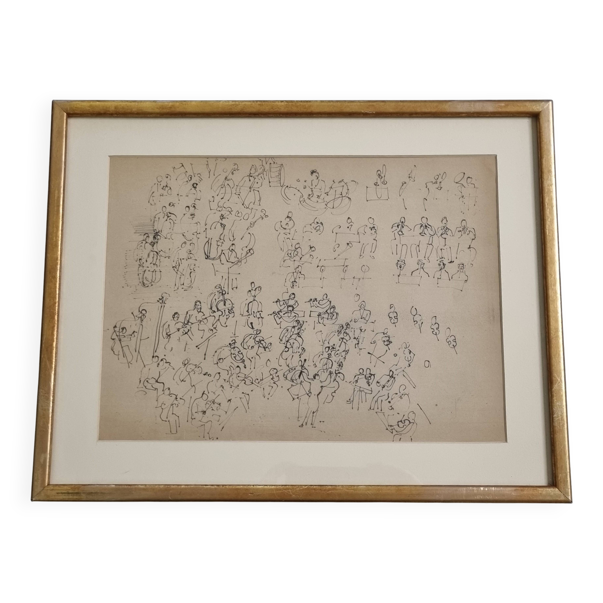 Heliogravure after Raoul Dufy – orchestra in performance (42 x 34 cm)