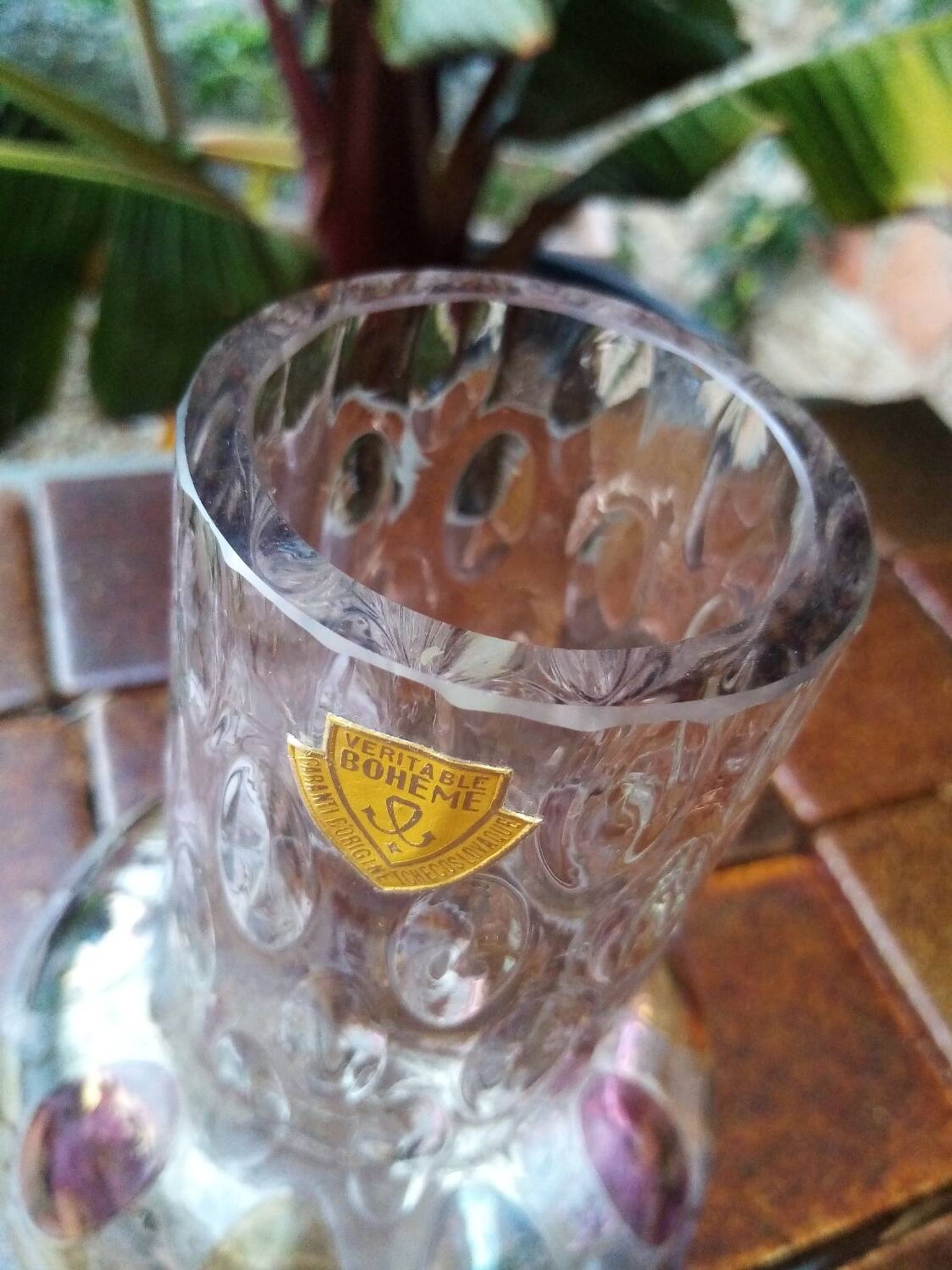 Bohemian crystal vase Czechoslovakia