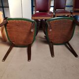 Paire de fauteuil bridge vintage vert