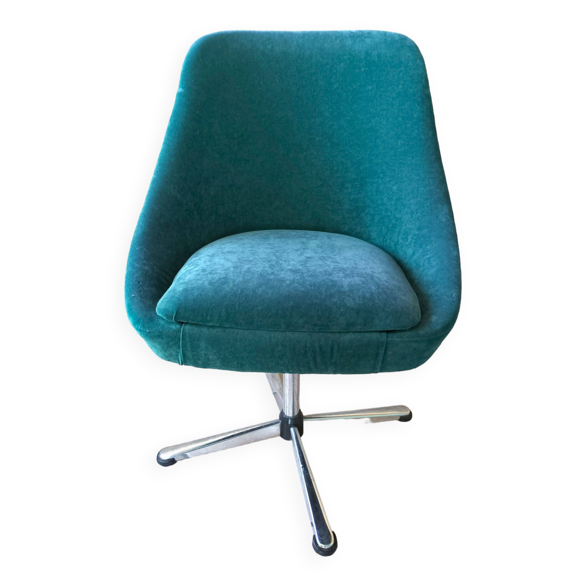 Green velvet armchair