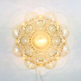 Plafonnier ou lampe à encastrer en verre à bulles ambré par Helena Tynell pour Limburg, Allemagne, années 1960