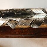 Miroir biseauté circulaire, double couronne d'inox torsadé