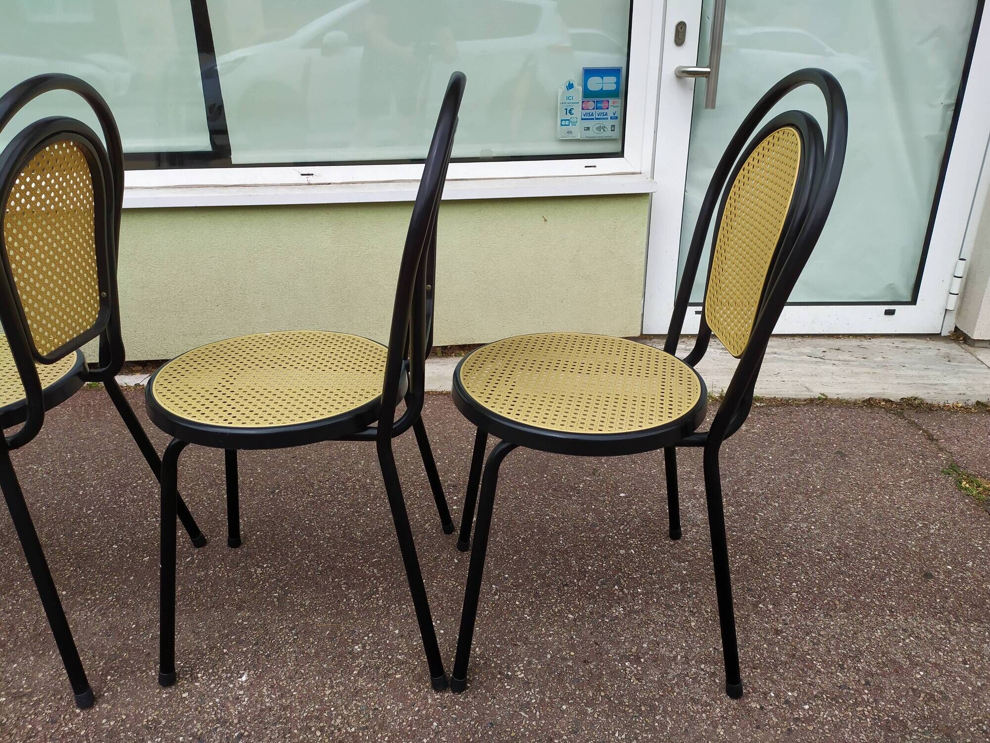 Lot of 4 black bistro chairs