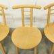 Set of 3 minimalist chairs in light wood 1980 Italy