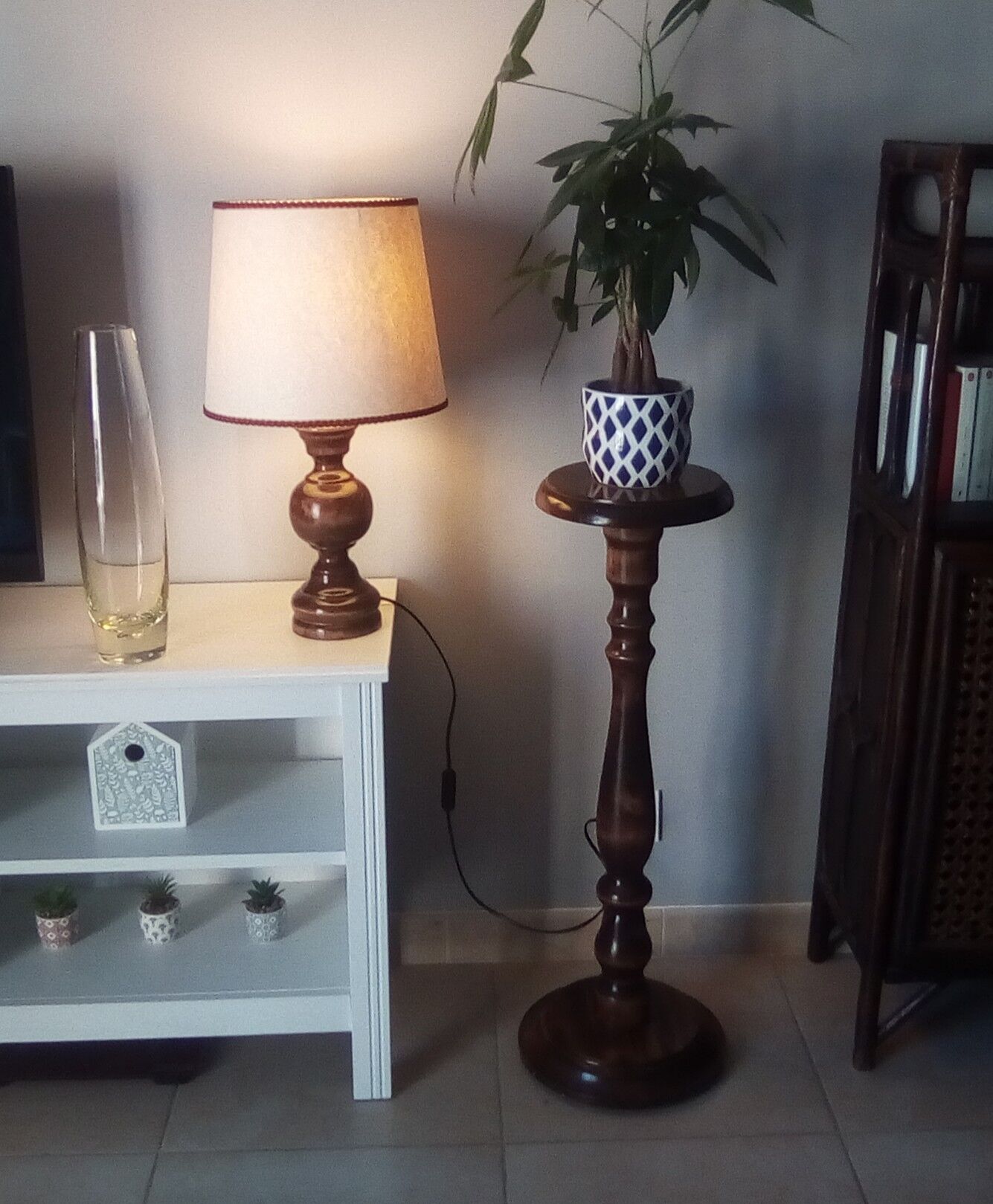 Lamppost , vintage standing lamp in solid ane 50/60s