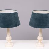 Paire de lampes de table grecques classiques en albâtre années 1970