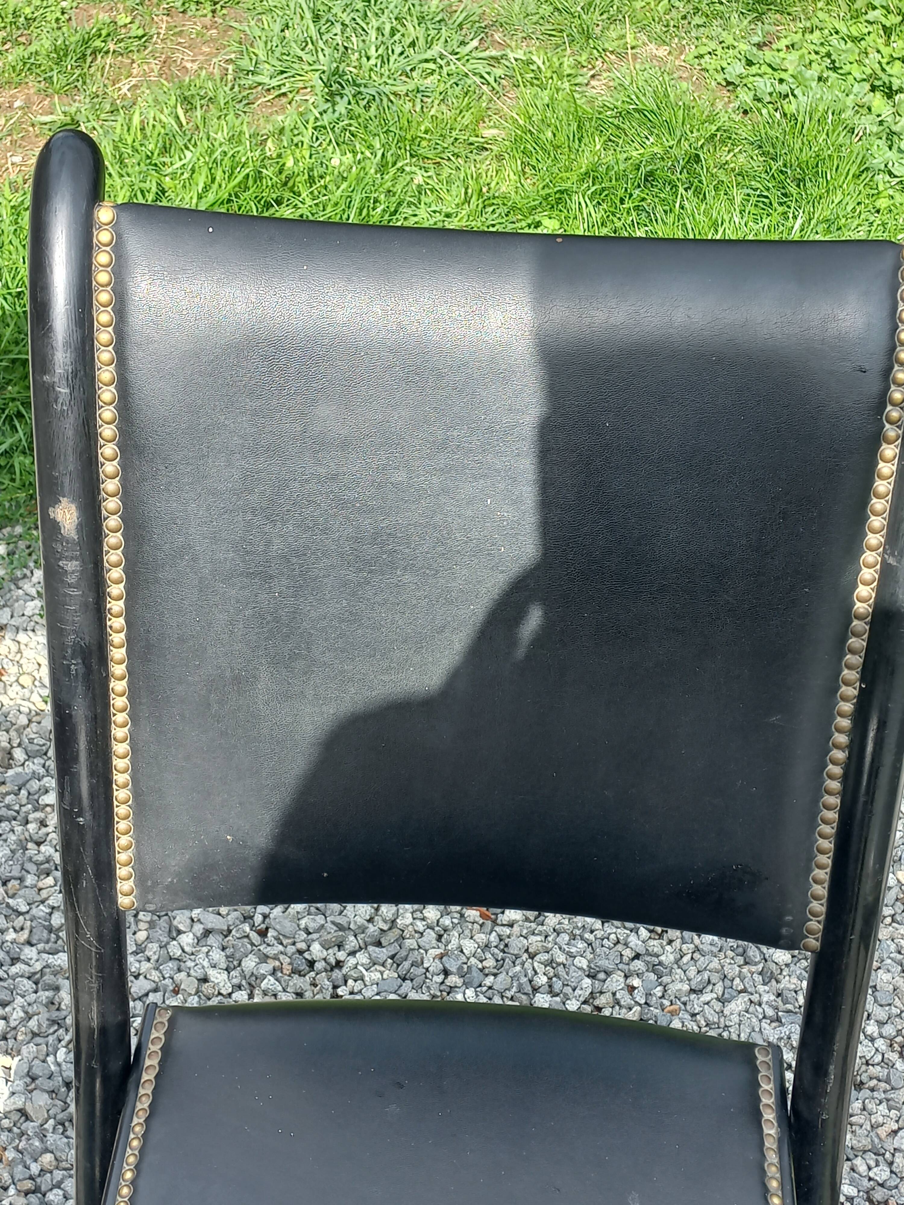 Set of 6 folding chairs, 70s design, 3 leather, 3 moleskin
