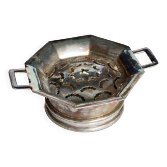 Vintage Coquillor butter dish in shiny metal