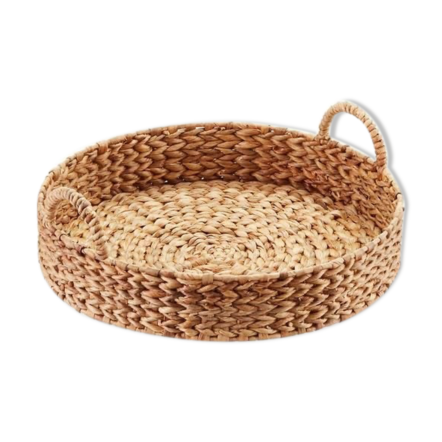Plateau rond en rotin tressé vintage 33 cm