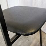 SET of 4 Vintage School Chairs /Black Leather / STOL Kamnik 80s Yugoslavia