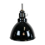 Industrial black enamel pendant lamp, 1950s