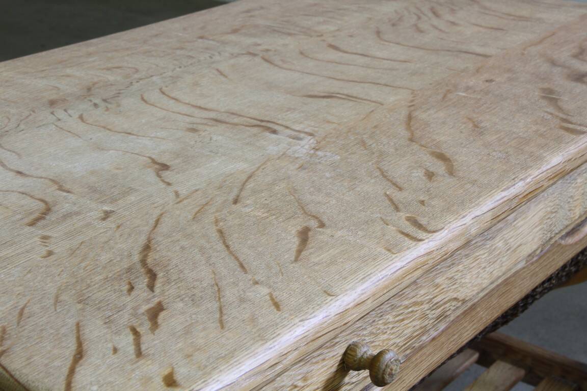 Vintage 1960s Danish oak coffee table, brutalist mid-century, style of Kjærnulf