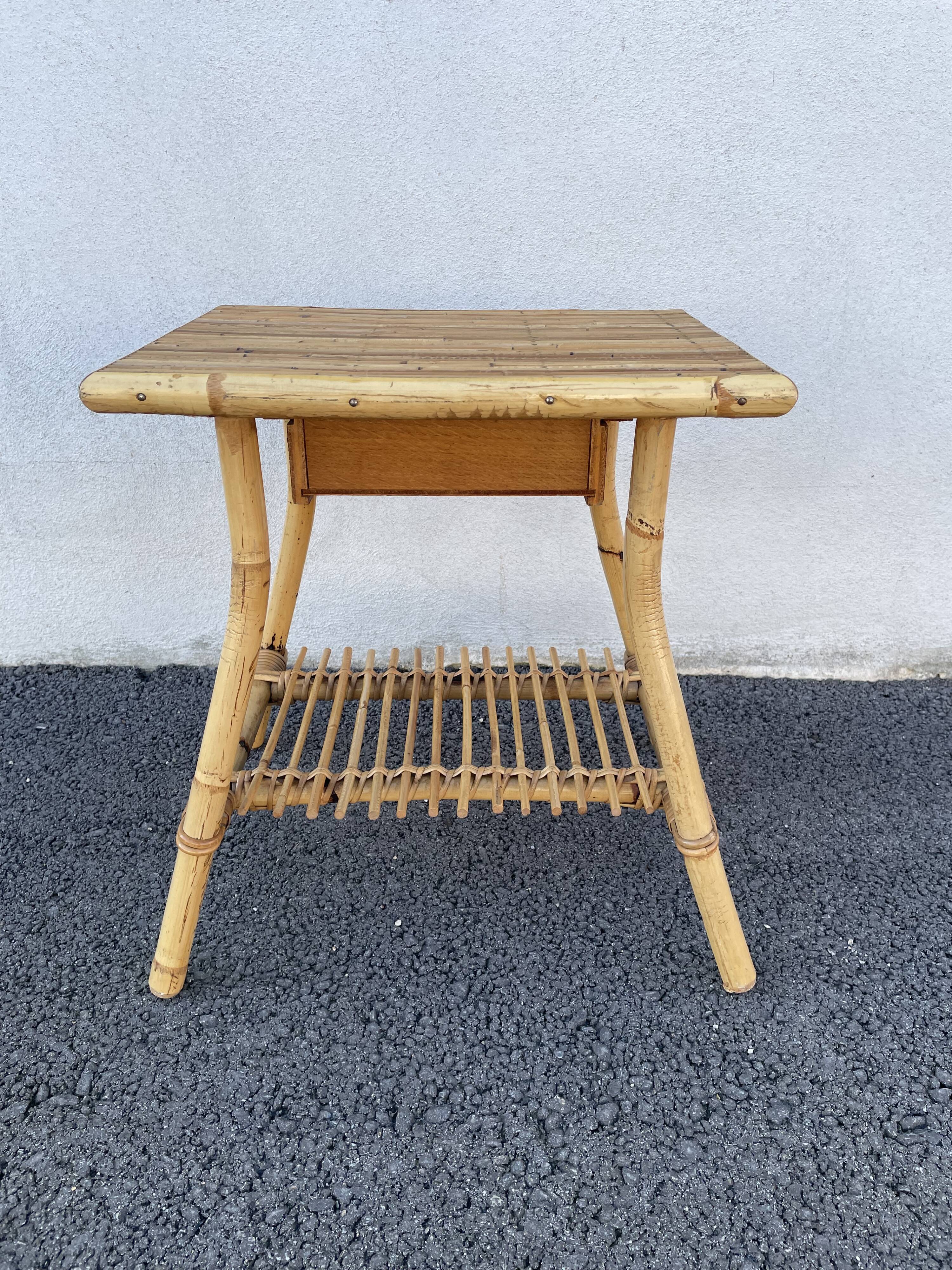 Rattan bedside and bamboo