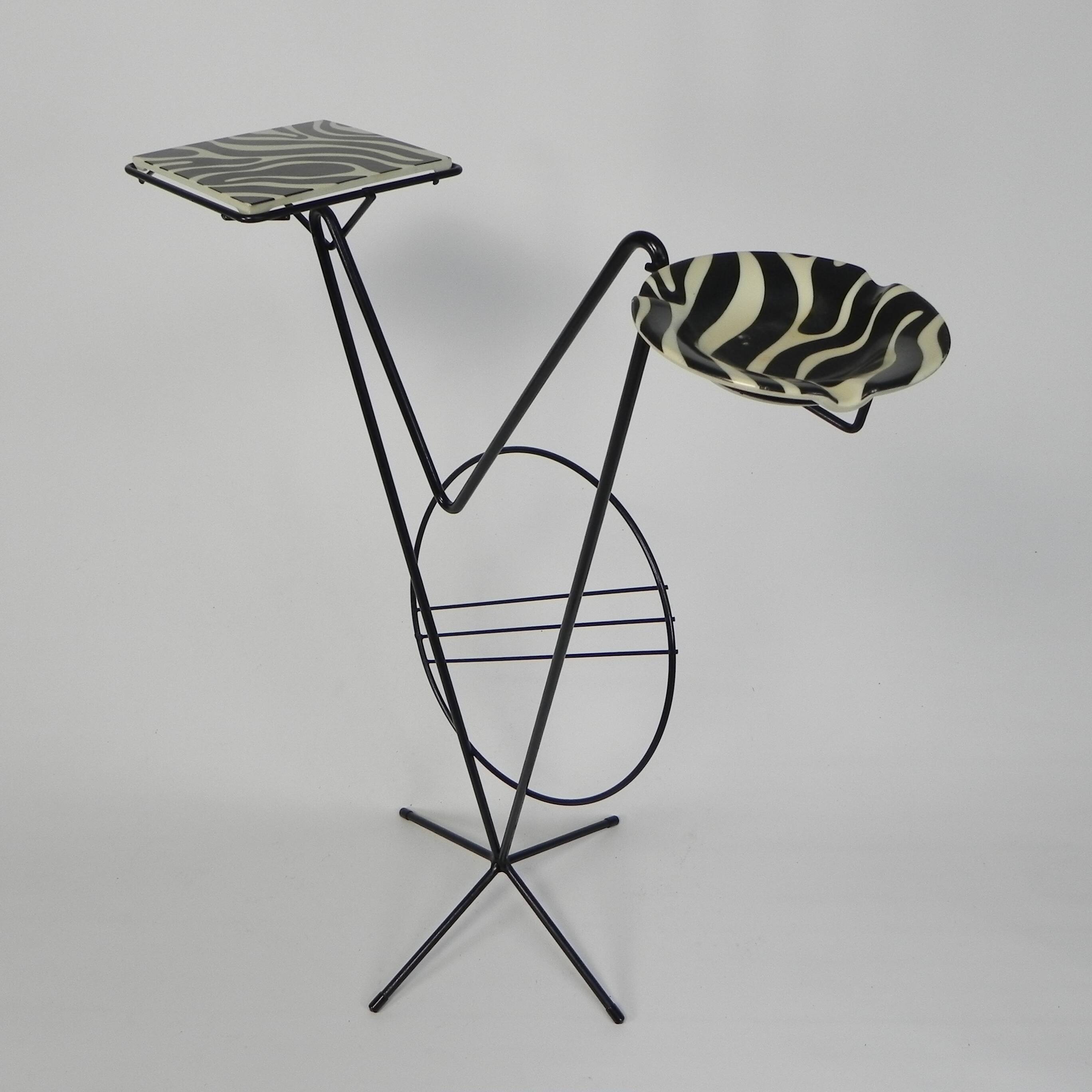 Fifties side table with newspaper rack and COGEBI ORNAMIN parts
