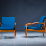 Model 121 Paper Knife Easy Chairs and Sofa by Kai Kristiansen for Magnus Olesen, 1960s, Set of 3