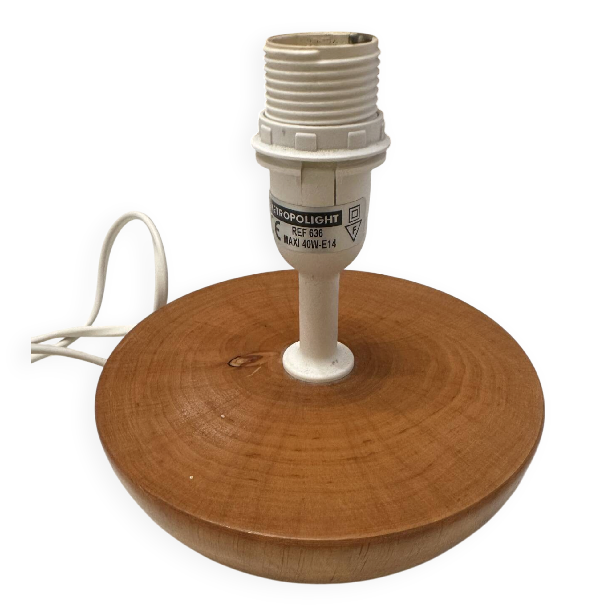 Petite lampe de table en bois massif tourné – années 80