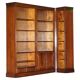 Corner library made of flamed hardwood, in 3 parts.