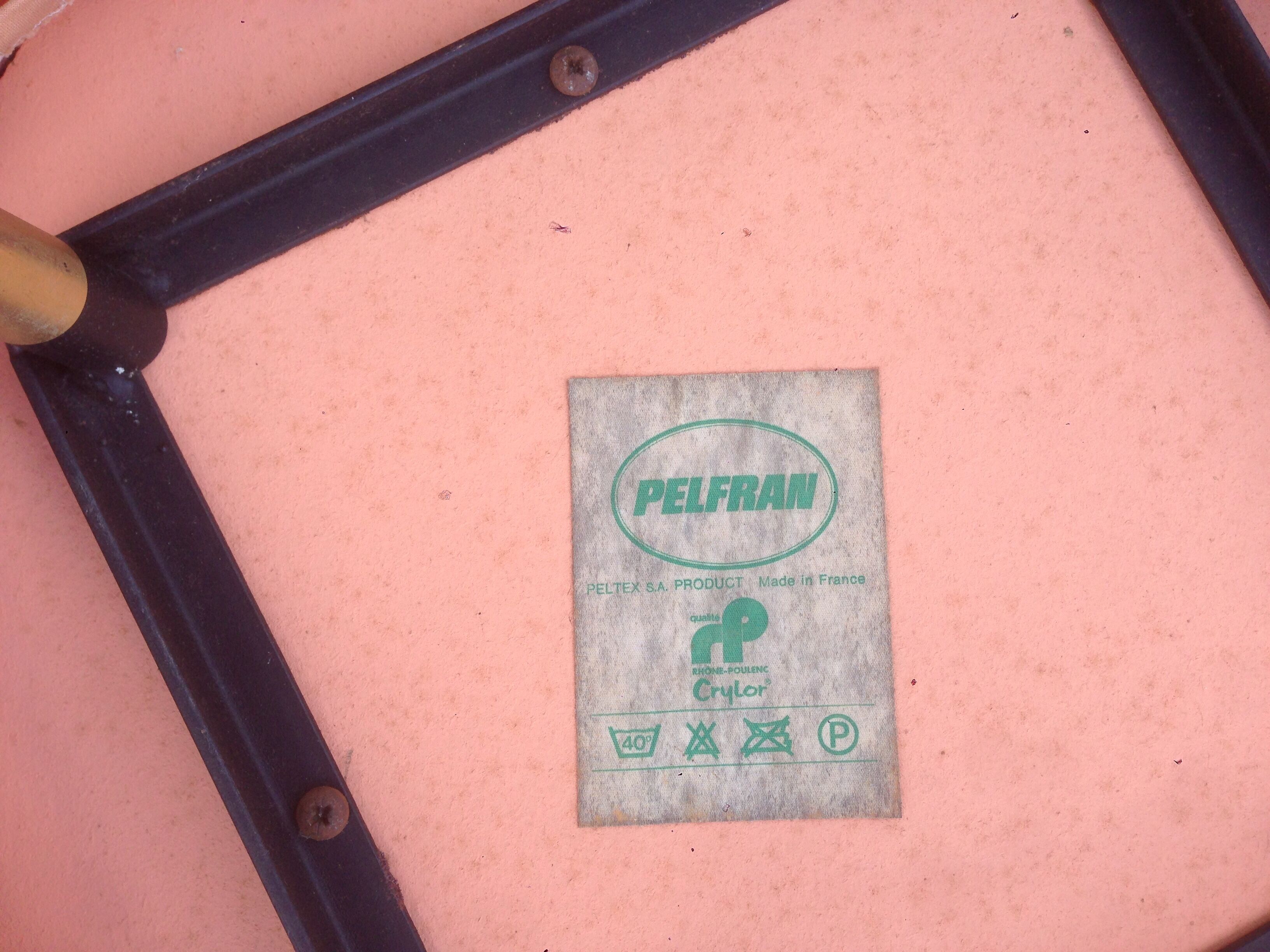 Pair of vintage Pelfran chairs, gilded tubular metal frame and tufting