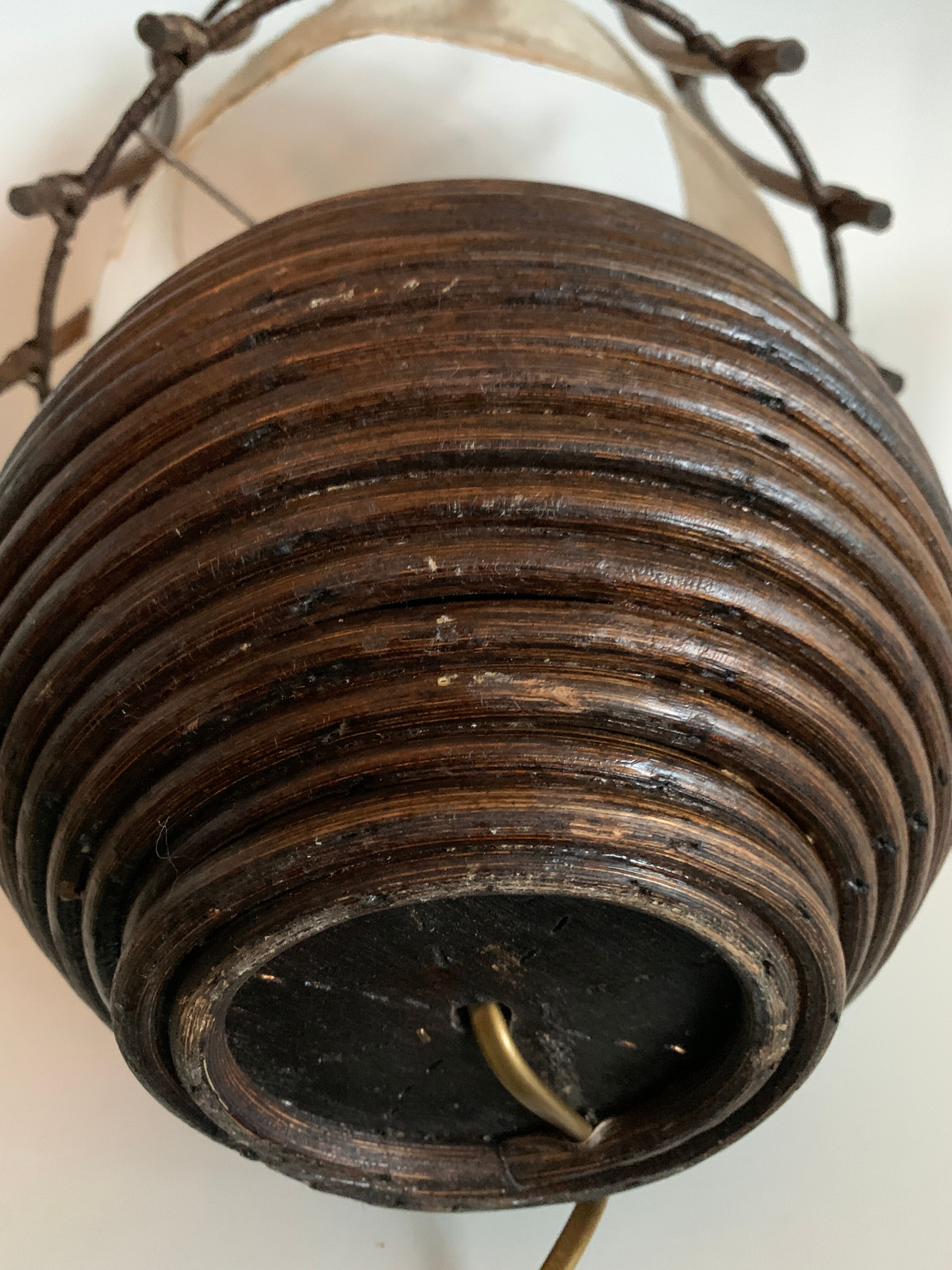 Rattan lamp with original lampshade, 1960