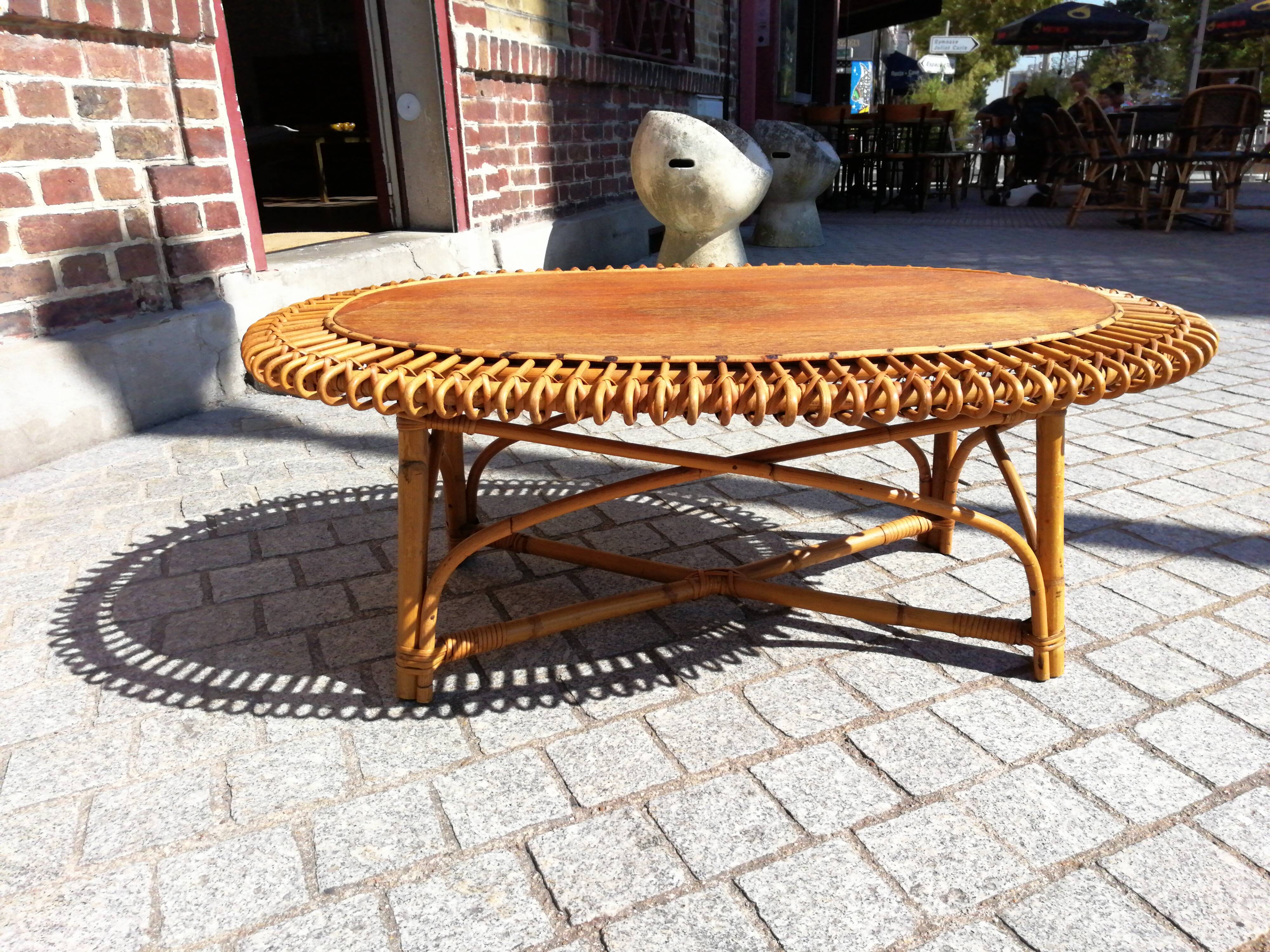 1960s rattan coffee table