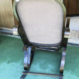 Rocking Chair in wood and leather, twentieth century